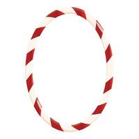 Christmas candy cane forming a circle frame on white background vector