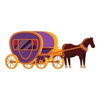 Elegant horse drawn carriage waiting on white background vector
