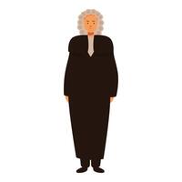 Serious judge character wearing traditional robe and wig standing vector