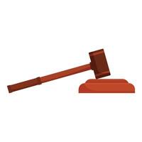 Wooden judge gavel hitting sound block making decision vector