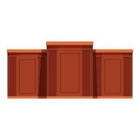Empty wooden judge tribune with microphones representing law court symbol of justice vector