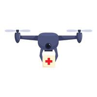 Modern healthcare technology with drone delivering first aid kit vector