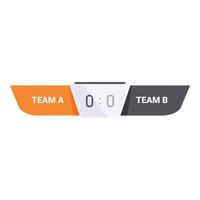 Digital scoreboard showing zero zero score for team a and team b vector