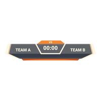 Digital scoreboard showing team a versus team b with time vector
