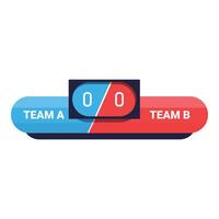 Scoreboard showing team a versus team b with zero zero score vector