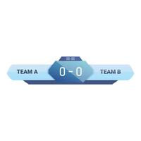 Digital scoreboard showing zero zero scoreboard with running time vector