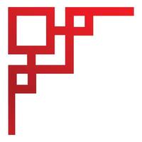 Red geometric shape forming abstract right corner element vector