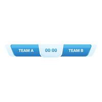 Digital scoreboard showing time elapsed and team names for sport competition vector