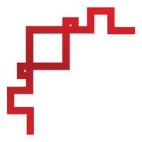 Red abstract geometric shape winding through frame on white background vector