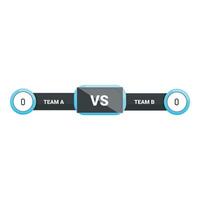 Versus screen showing team a versus team b scoreboard with zero zero score vector