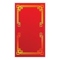Red background with traditional chinese style golden frame border featuring empty space for text vector
