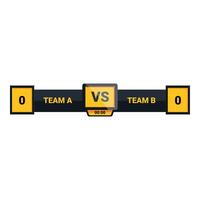 Scoreboard showing team a versus team b with timer at 00,00 vector
