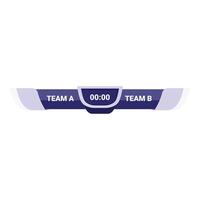 Scoreboard showing time and team names for a sports game vector