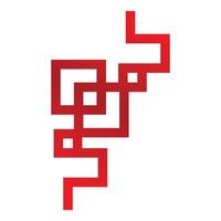 Red abstract geometric shape forming labyrinth pattern vector