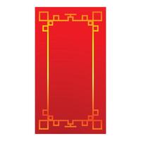 Red chinese style vertical banner with golden frame vector