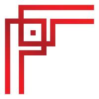 Red geometric shape forming abstract right angle corner design element vector