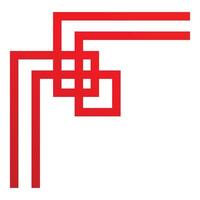 Red geometric shape forming abstract corner design element vector