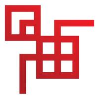 Red abstract geometric shape forming a labyrinth vector