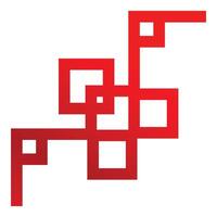 Red gradient overlapping squares forming abstract geometric shape vector