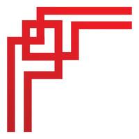 Red abstract geometric pattern forming corner design element vector