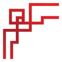 Red geometric shape forming abstract right corner design element vector