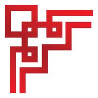 Red geometric shape forming right angle corner design element vector