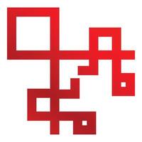 Red gradient abstract geometric shape forming labyrinth pattern vector