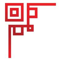 Red graphic element forming abstract right angle design vector