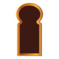 Golden arabic window frame shining on white background vector