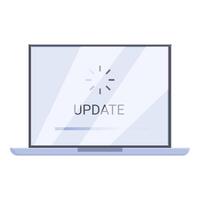 Laptop updating system software with progress bar displayed vector