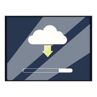 Cloud computing downloading data to a device with progress bar vector