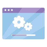 Software update installing with progress bar and gears on computer screen vector