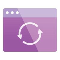 Website page showing refreshing icon on purple background vector
