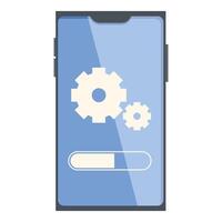 Smartphone showing software update installation progress bar vector