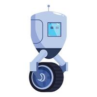 Modern robot balancing on wheel with antenna on head vector