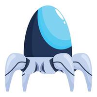 Futuristic spaceship standing on four legs with blue window vector