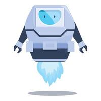 Robot is flying using its jetpack vector