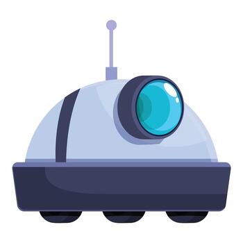 espacio exploración robot explorador nuevo planeta con antena OVNI futurista vector