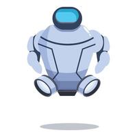 Modern robot flying and presenting something with its hands vector