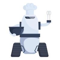 Friendly robot chef holding whisk and bowl ready to cook vector