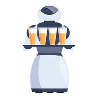 Modern robot waiter carrying tray with drinks glasses futuristic service automation concept vector