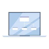 Laptop showing flowchart representing business plan strategy for success vector