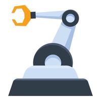 Industrial robotic arm lifting with open claw gripper vector