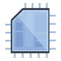 Blue microchip showing contacts for motherboard connection vector