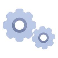Two blue cogwheels rotating representing teamwork and cooperation vector