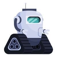 Futuristic robot exploring its surroundings on tracks vector