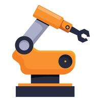 Industrial robotic arm lifting objects in modern factory vector