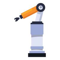 Industrial robot arm performing automated task in modern factory vector