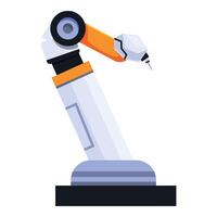 Industrial robot arm performing a task in a factory setting vector