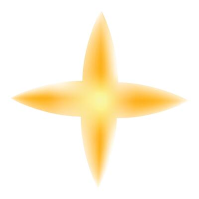 Abstract golden light cross shining brightly on white background